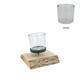 Pillar candle holder paulownia wood with metal cup 19x19x5cm - Natural