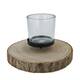 Pillar candle holder paulownia wood with metal cup 28x28x4cm - Natural
