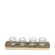 Tealight candle paulownia wood with metal cup 38x10x4.5cm - Natural
