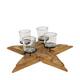 Pillar candle holder star erosion wood 78x78x14cm - Natural