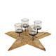 Pillar candle holder star erosion wood 58x58x12cm