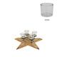 Pillar candle holder star erosion wood 58x58x12cm