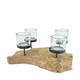 Pillar candle holder erosion wood 38x25x15cm - Natural