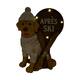 Figurine chien après-ski magnésium avec des lumières 32x24x45cm blanc or