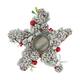 Tealight holder star mulberry wood with glass 38x38x12cm - White