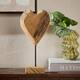 Heart teak wood on stand 25x10x41cm