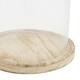 Bell round with paulownia wood base glass 17x17x25cm