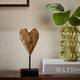 Hart op standaard - Teakhout - 26x13x10 cm - Natuurlijk