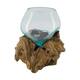 Root teak wood with glass 18x13x18cm - Natural