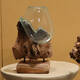 Root teak wood with glass 60x45x92cm - Natural