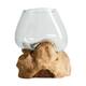 Root teak wood with glass 20x20x20cm - Natural