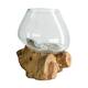 Root teak wood with glass 20x20x20cm - Natural