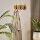 Coat rack slice teak wood with 3 hooks 46x10x20cm