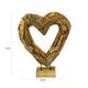 Statue heart open erosion wood on stand 58x15x70cm
