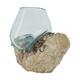 Racine - Teck lave avec verre - 18x13x18cm - Blanc