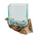 Wortel - Teakhout met glas - 22x12x15cm - Natuurlijk