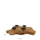 Root slice teak wood with candle holders 55x55x9cm - Natural