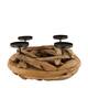 Pillar candle holder teak wood 38x38x17cm 38cm - Natural