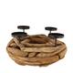 Pillar candle holder teak wood 38x38x17cm 38cm - Natural