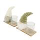Tealight holder gnome on tray mdf with glass 17.5x8x22cm  FSC 100% - Multi