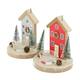 Tealight holder house mdf with glass 12x12x12cm C/2 FSC 100%