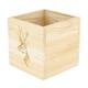 Planter square deer pine wood with plastic 12x12x12cm FSC 100%