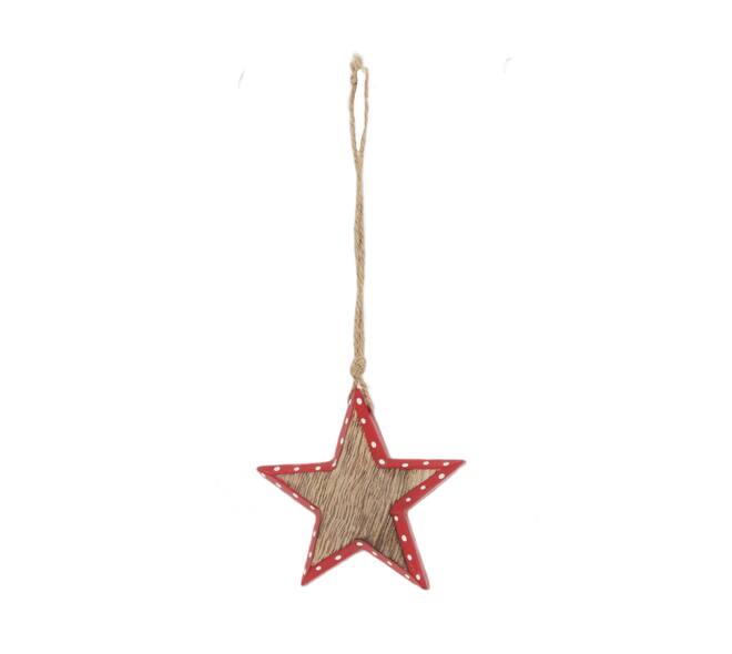Hanger star mango wood 9x9x1.5cm - Natural