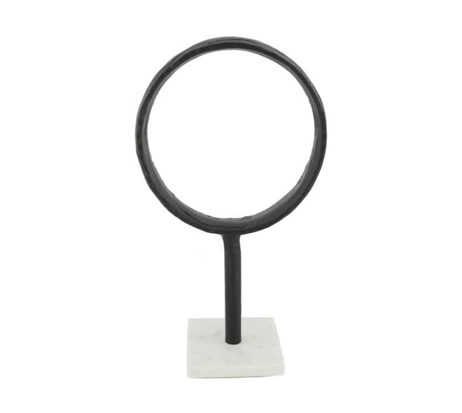 Statue ring aluminium on stand 21x11.5x34cm