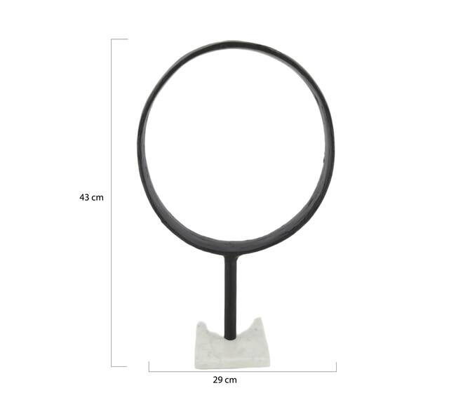 Sculpture Anneau en aluminium sur support - 29x11,5x43 cm - Noir