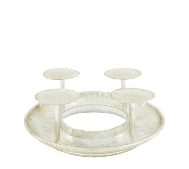 Pillar candle holder metal 28x28x10.5cm - Silver
