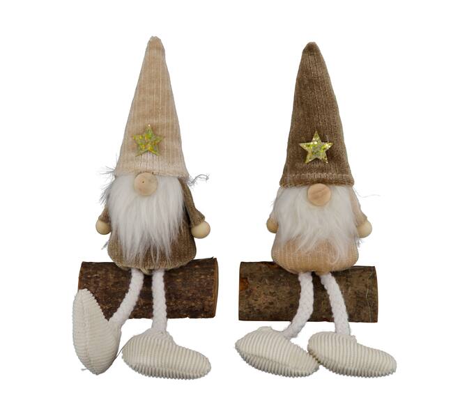 Gnome polyester on stand 7.5x4.5x14cm C2 - Brown