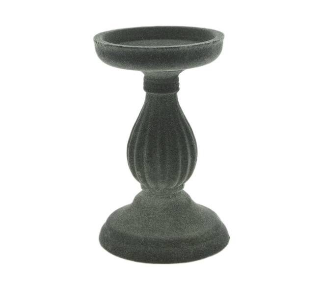 Pillar candle holder velvet mdf 10.7x10.7x17cm