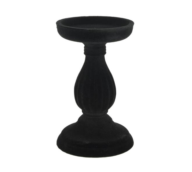 Pillar candle holder velvet mdf 10.7x10.7x17cm