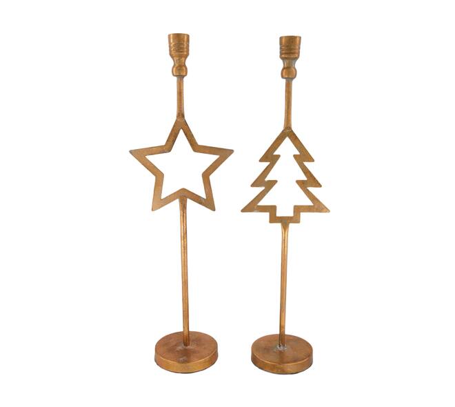 Dinnercandle holder star / tree metal 16x10.6x51.5cm A/2