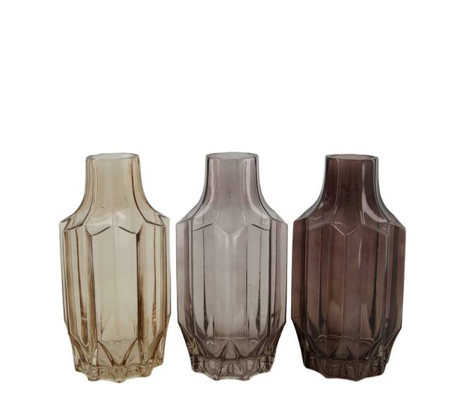 Vase glass 12x12x25cm C/3