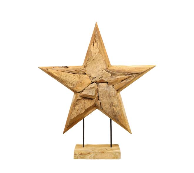 Star erosion wood on stand 55x12x68cm - Natural