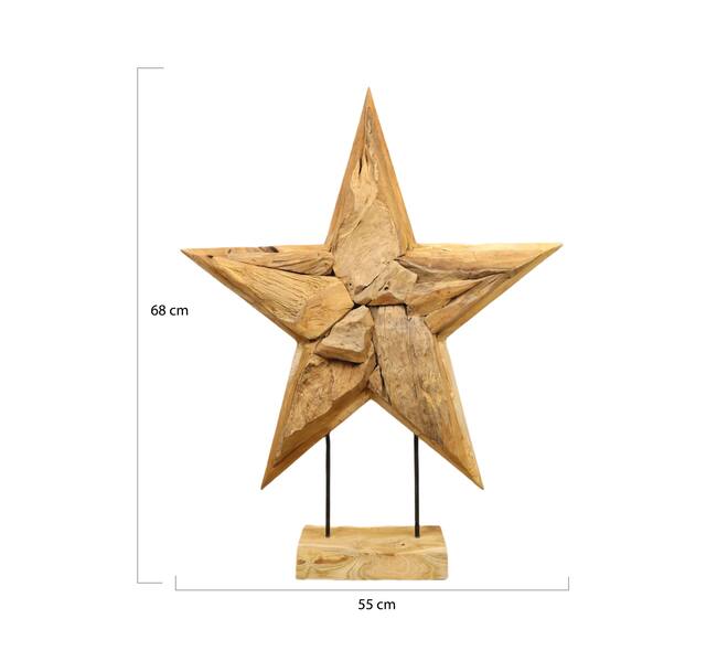 Star erosion wood on stand 55x12x68cm - Natural