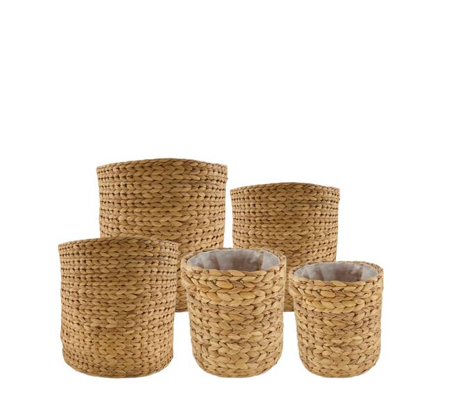 Basket round waterhyacinth with plastic 38x38x38cm S5 - Natural