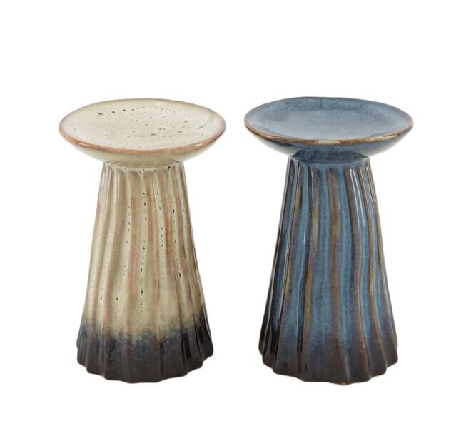 Pillar candle holder ceramic 8x8x11.9cm C2 - Grey