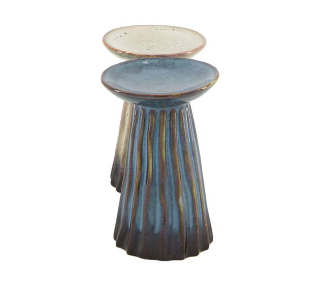 Pillar candle holder ceramic 8x8x11.9cm C2 - Grey