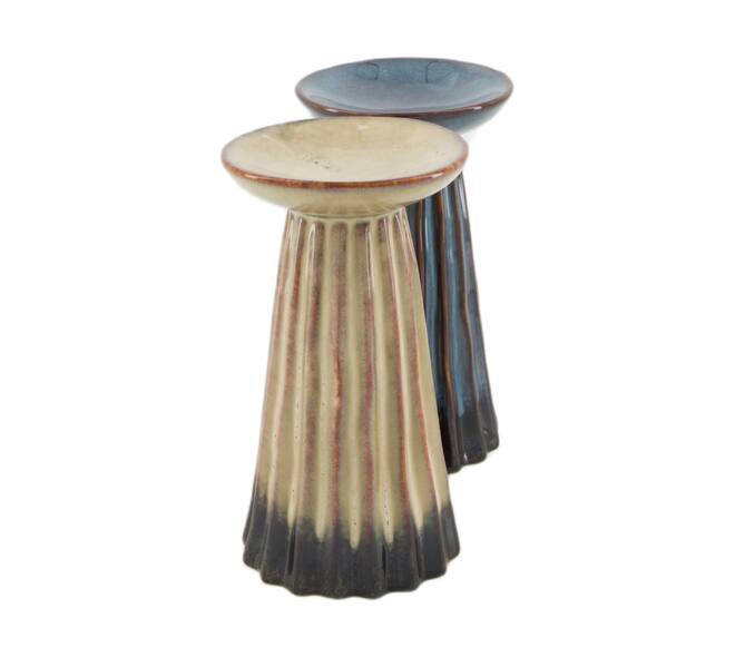 Pillar candle holder ceramic 9.2x9.2x16cm C2 - Grey