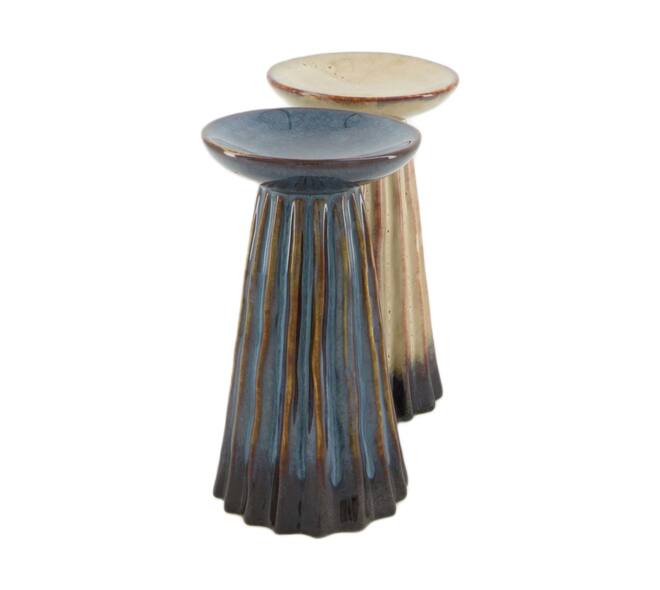 Pillar candle holder ceramic 9.2x9.2x16cm C2 - Grey