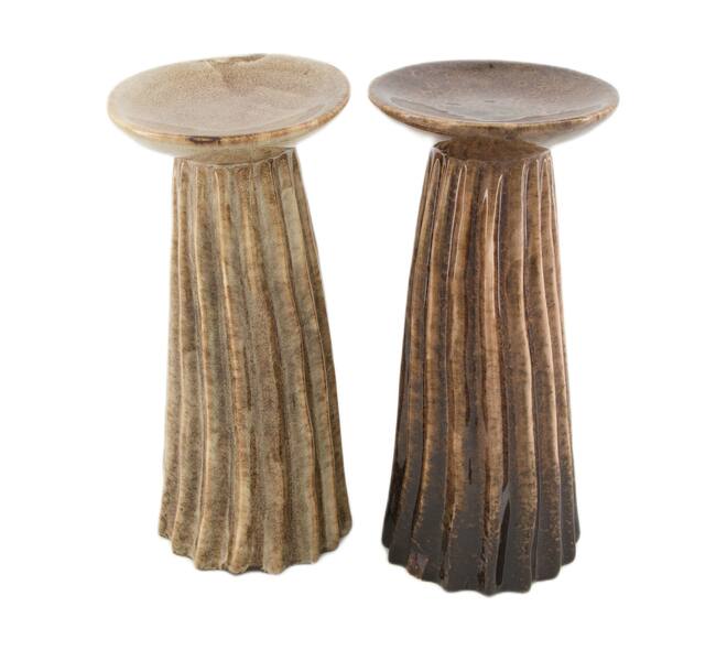 Pillar candle holder ceramic 9.9x9.9x21cm C/2