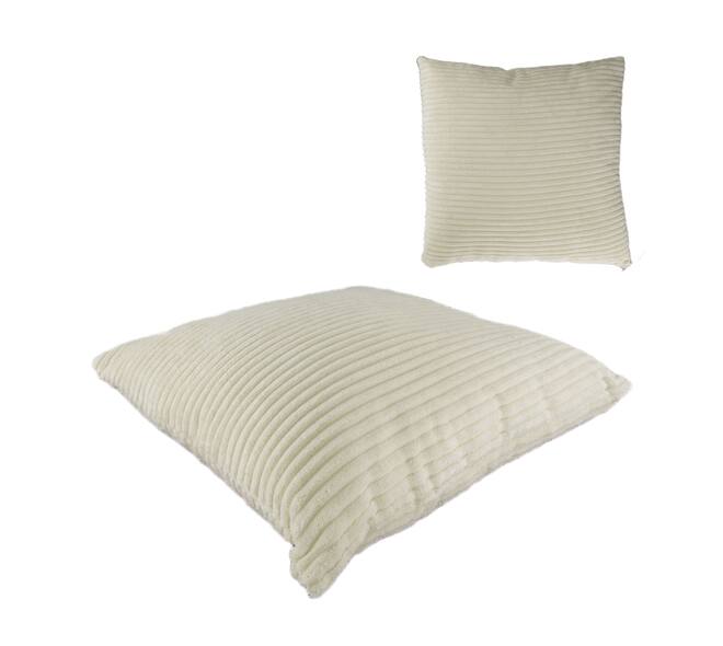 Cushion ribbed polyester 45x45x8cm - White