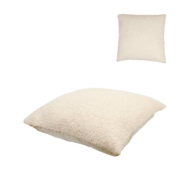Cushion teddy polyester 60x60x8cm - White
