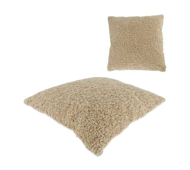 Cushion teddy polyester 45x45x8cm - Brown
