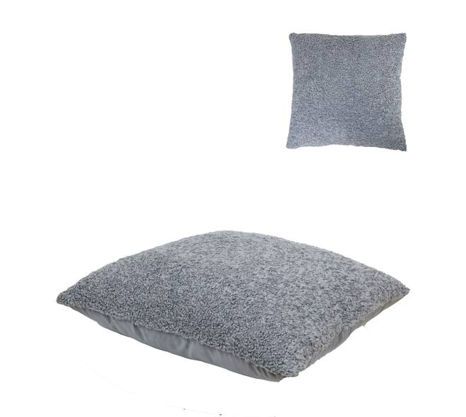 Cushion teddy polyester 60x60x8cm - Grey