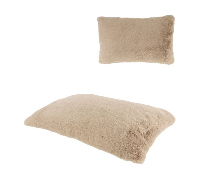 Cushion fur polyester 30x50x8cm - Cream