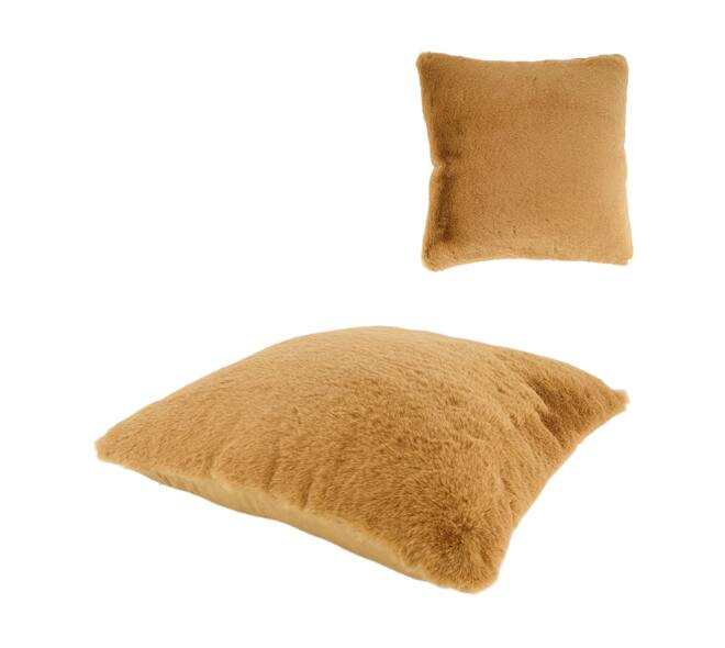 Cushion fur polyester 45x45x8cm - Brown