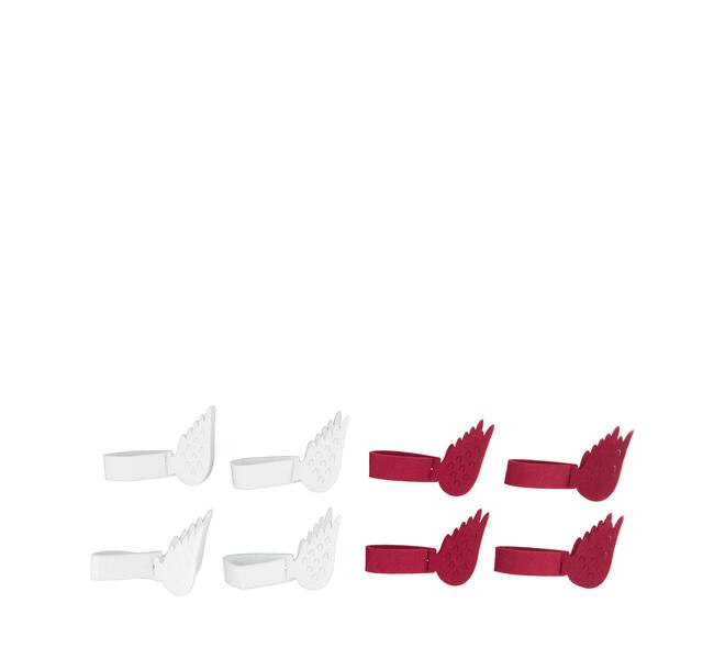 Napkin ring felt 23.5x1x7cm 4pc C2 - Red